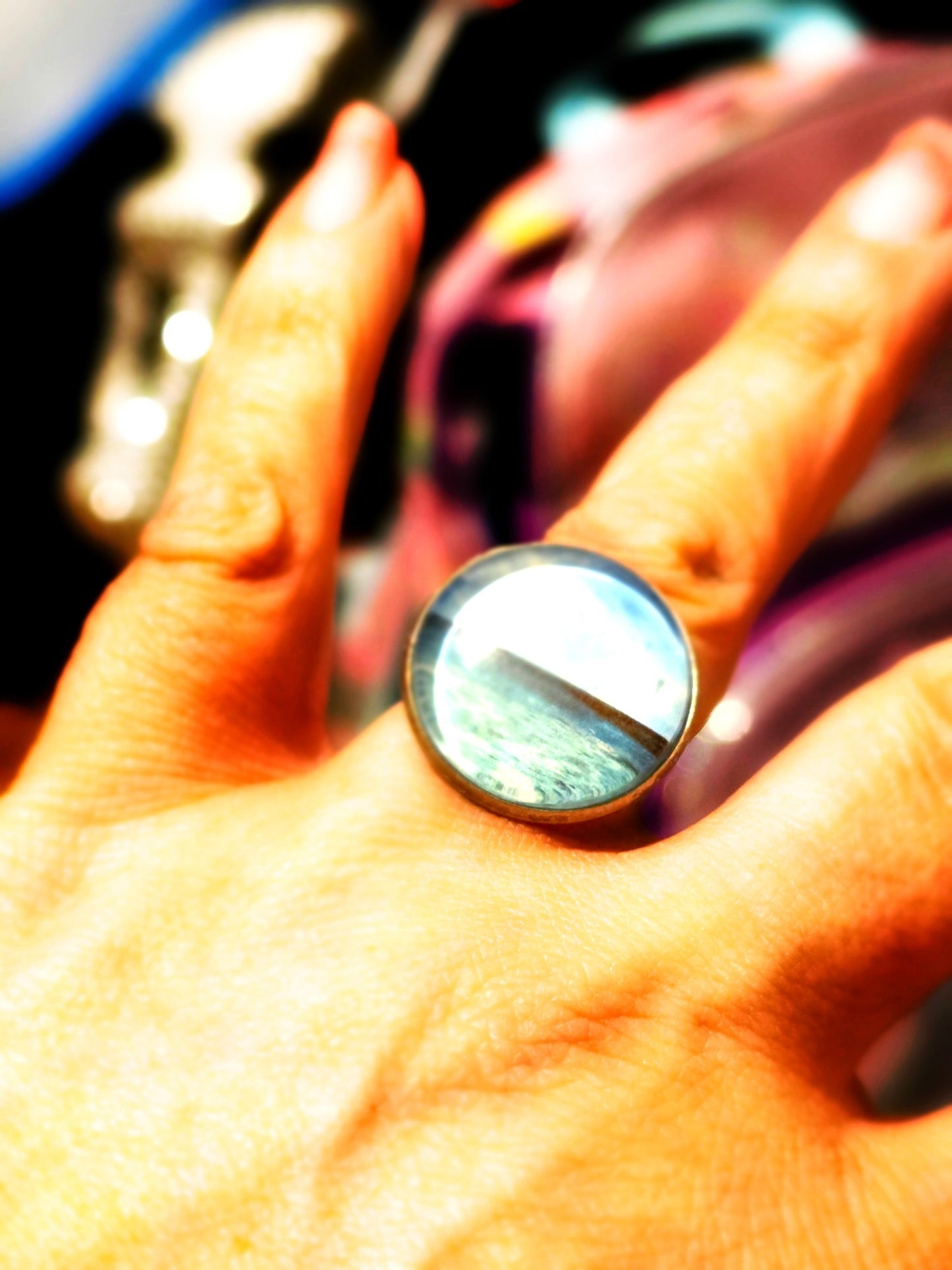 Where the Water Meets the Sky Adjustable Art Ring