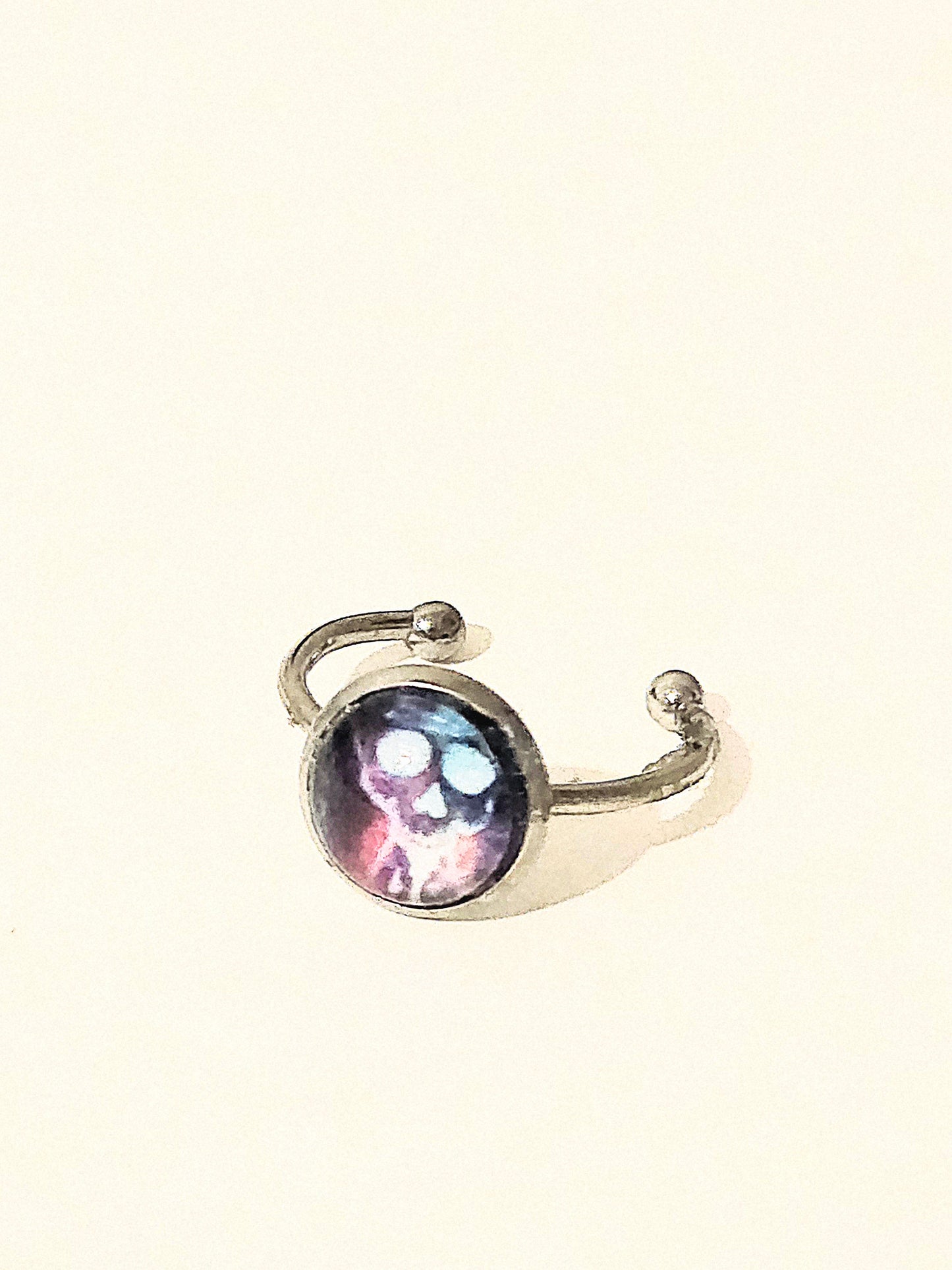 Hourglass Skull Adjustable Ring | Memento Mori Wearable Art Ring