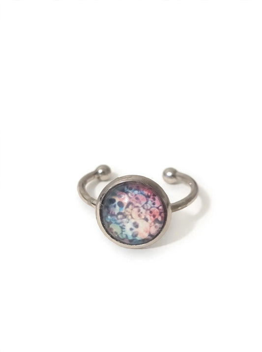 Pastel Skulls Adjustable Ring | Creepy Cute Cabochon Ring | Pastel Goth Statement Ring | Halloween Everyday Ring |Silver Toned Boho Statement Ring | Gift for Her