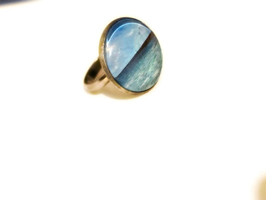 Where the Water Meets the Sky Adjustable Art Ring