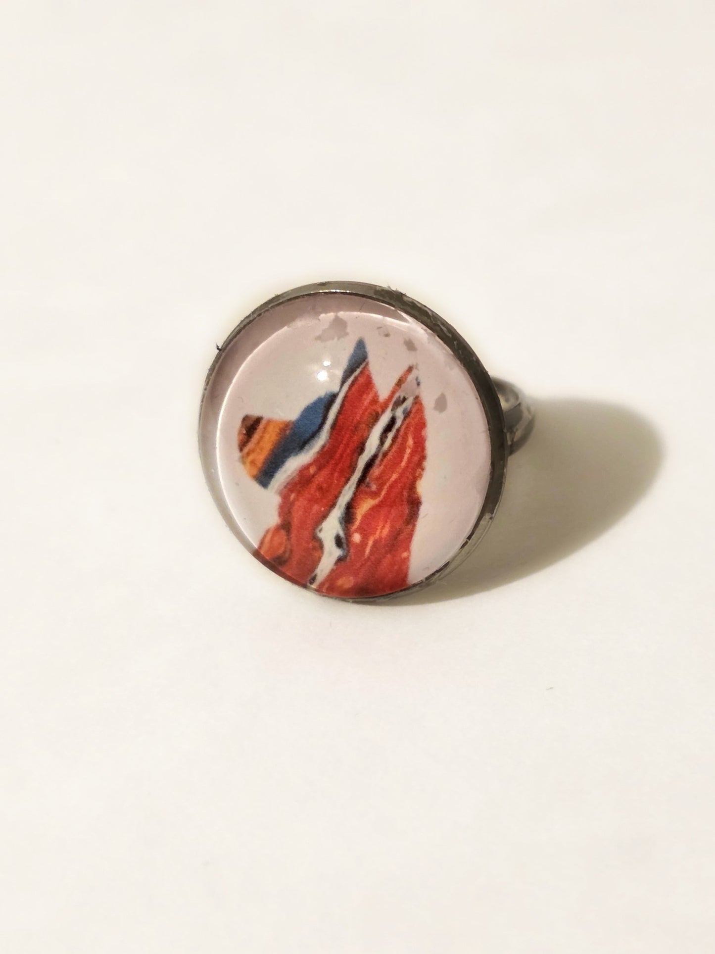 German Shepherd Silhouette Ring | Dog Lover Glass Cabochon Jewelry | Handcrafted Pet Portrait Ring