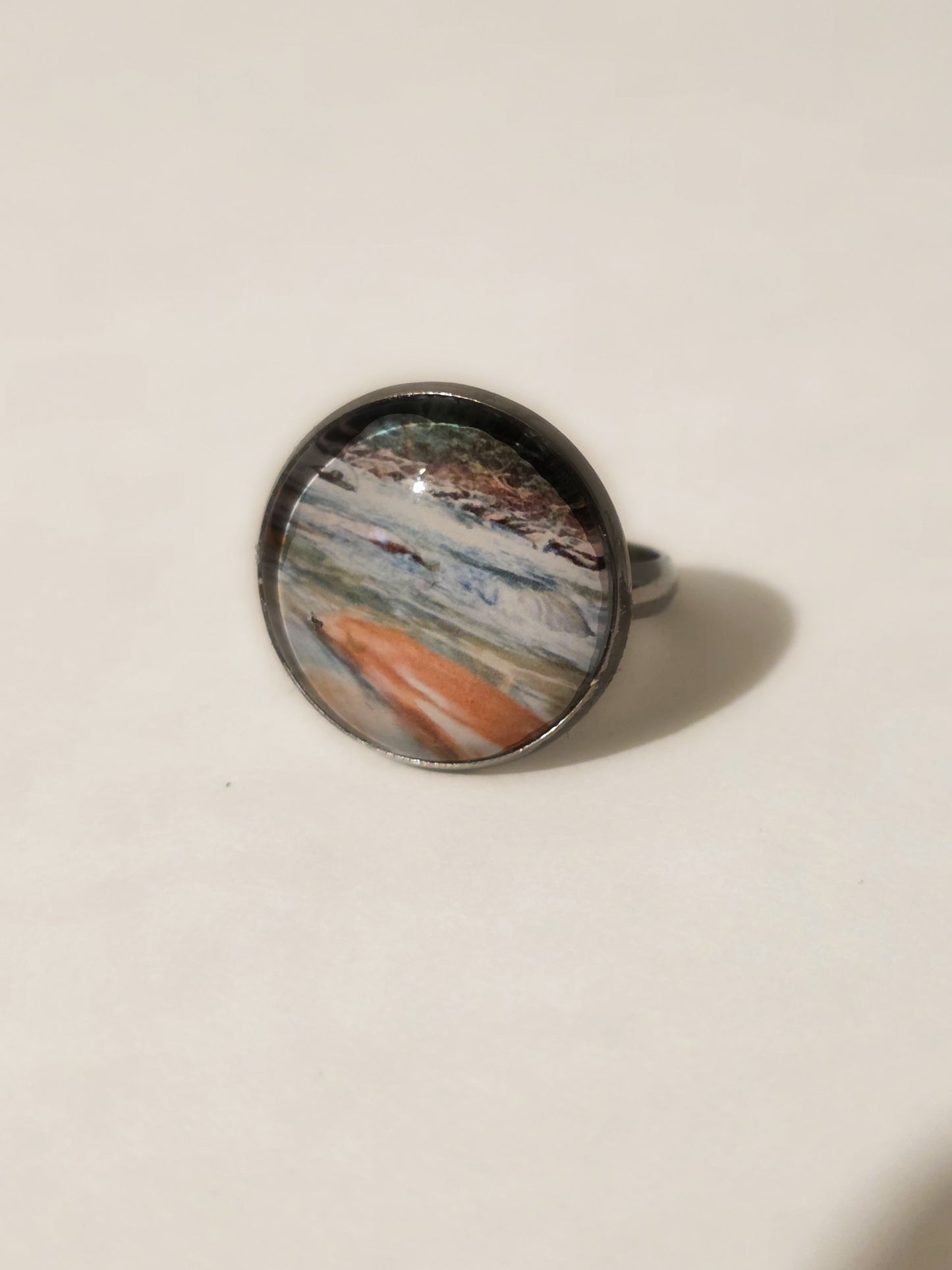 Little Pigeon River Rushing Photo Ring | Smoky Mountains Cabochon Jewelry | Nature River Landscape Ring