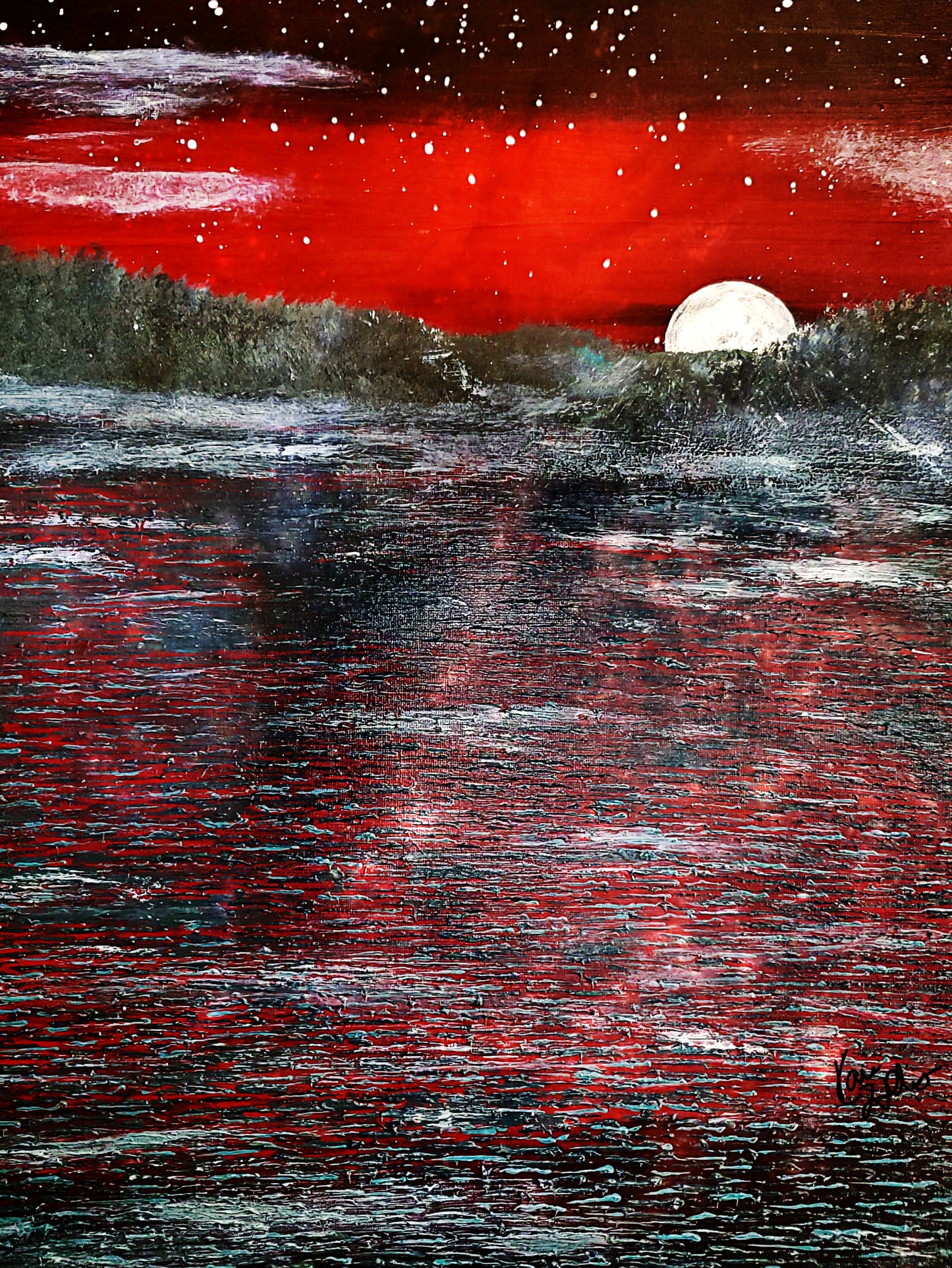 Red Moon Rising 8.5x11 Unframed Art Print