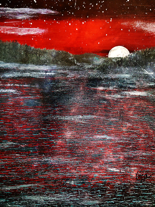 Red Moon Rising 8.5x11 Unframed Art Print