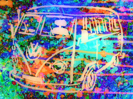 VW Bus Paper Graffiti 8.5x11 Unframed Art Print