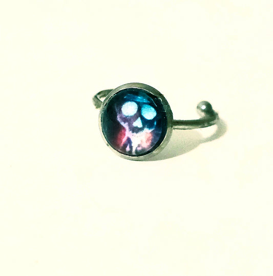Hourglass Skull Adjustable Ring | Memento Mori Wearable Art Ring