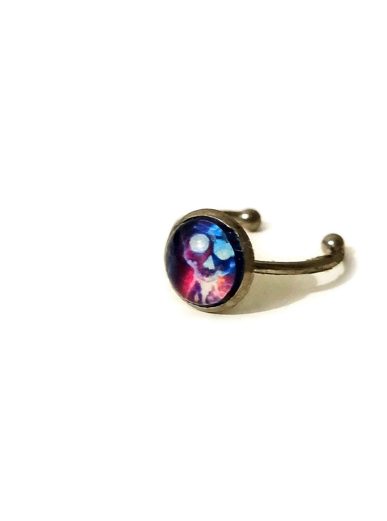 Hourglass Skull Adjustable Ring | Memento Mori Wearable Art Ring