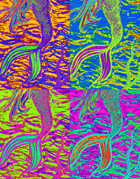 Mermaid Tails Pop Art 8.5x11 Unframed Art Print
