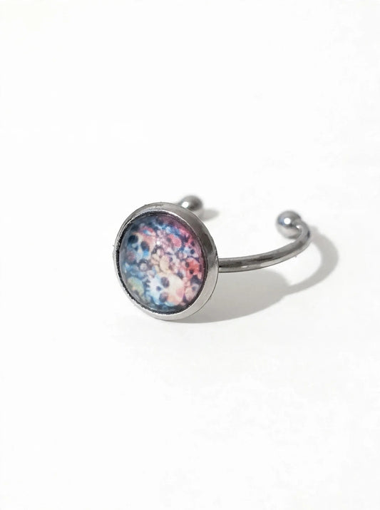 Pastel Skulls Adjustable Ring | Creepy Cute Cabochon Ring | Pastel Goth Statement Ring | Halloween Everyday Ring |Silver Toned Boho Statement Ring | Gift for Her